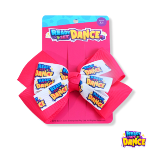 READY SET DANCE Hair bows (pair) pink with Ready Set Dance Logos